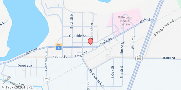 Map showing Family Pathways Onamia Food Shelf at 502 E Main St, Onamia, MN