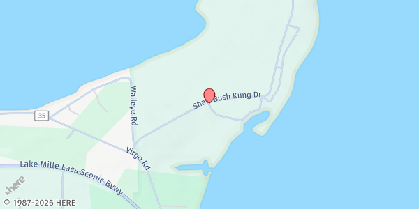 Map showing Second Harvest Northland: Mille Lacs County at 16745 Shaw Bosh Kung Dr, Onamia, MN