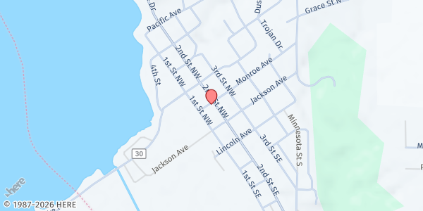 Map showing Big Stone Lake Area Food Shelf at 125 2nd St. NW, Ortonville, MN