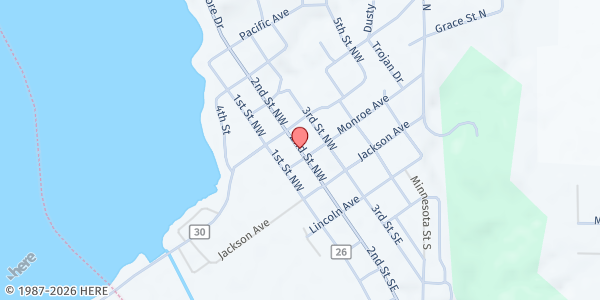 Map showing Prairie Five/Big Stone Lake Area Food Shelf at 125 2nd Street Northwest, Ortonville, MN