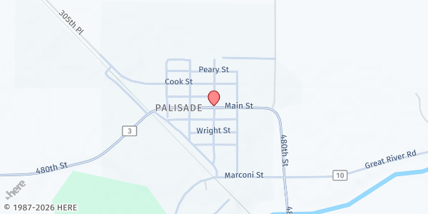 Map showing Palisade Fire Hall Mobile Pantry at 48052 Nature Ave, Palisade, MN