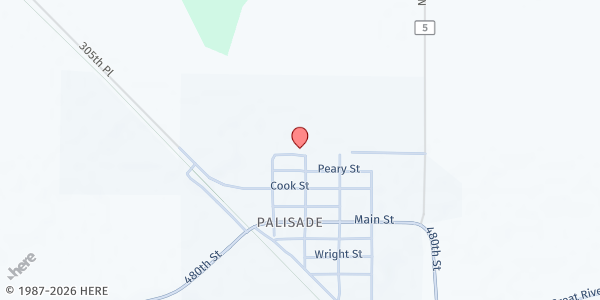 Map showing Palisade Food Shelf at 209 Peary St N, Palisade, MN