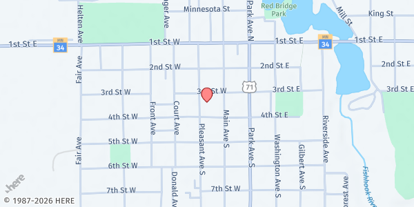 Map showing Hubbard County Food Shelf at 308 Pleasant Ave. S., Park Rapids, MN