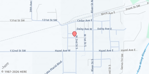 Map showing Pillager Food Shelf at 305 Fir Ave W, Pillager, MN