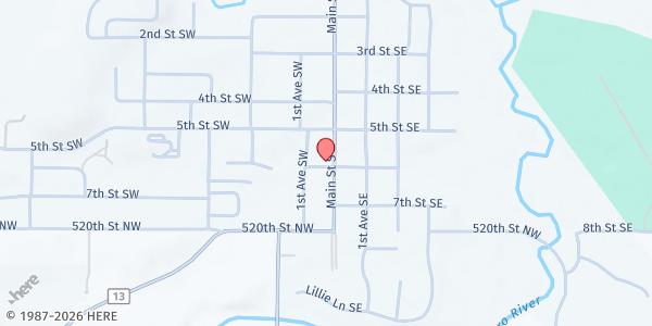Map showing Pine Island Assembly of God at 539 S Main St, Pine Island, MN
