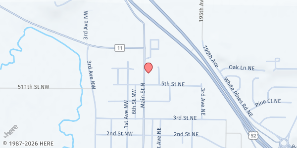 Map showing Pine Island Sharing Shelves - Food Distribution Center at 611 N Main St, Pine Island, MN