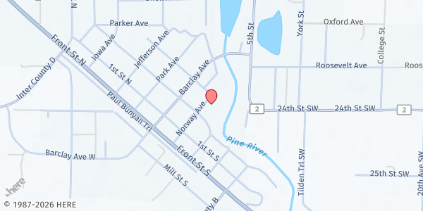 Map showing CommUnity Meals – Riverview Church at 310 Norway Avenue, Pine River, MN