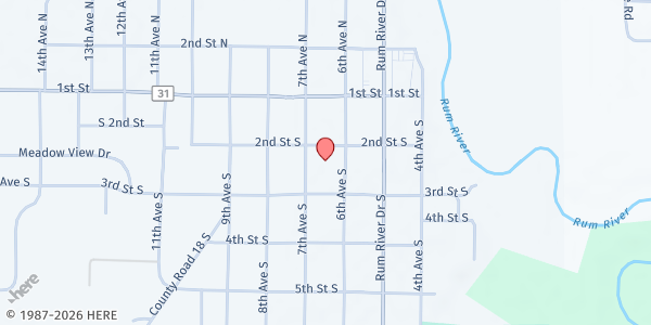 Map showing Crystal Court Apts. – Congregate Dining at 604 S 3rd Street, Princeton, MN