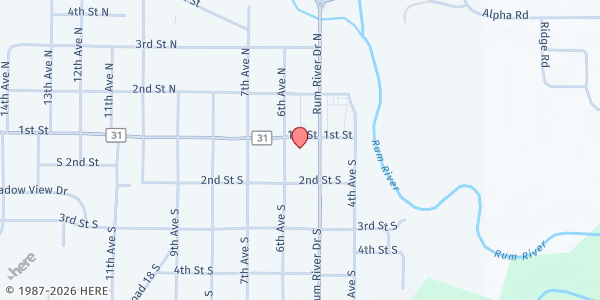 Map showing Princeton Food Pantry- 6th Ave at 104 6th Ave S, Princeton, MN