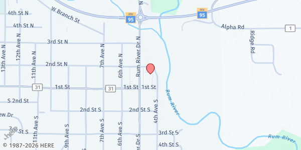Map showing Princeton Pantry at 120 N Rum River Drive, Princeton, MN