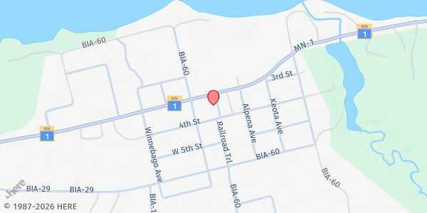 Map showing St Mary's Mission Of Red Lake at 101 3rd St, Redby, MN