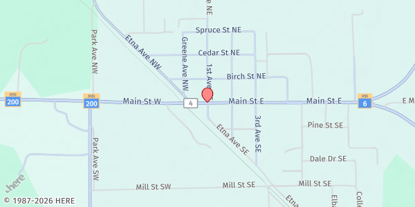 Map showing Remer Area Food Shelf at 7123 Highway 6 NE, Remer, MN