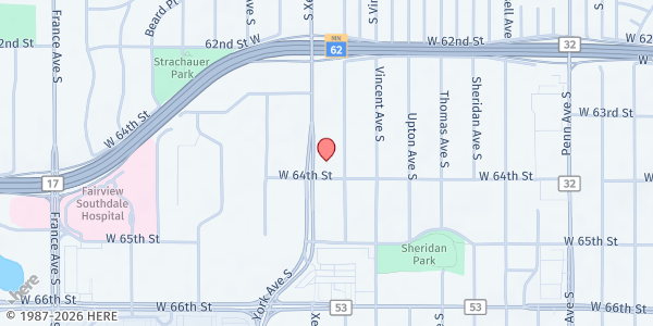 Map showing Edina Meals via Wheels - Richfield at 6345 Xerxes Ave S, Richfield, MN