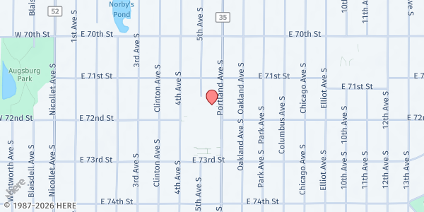 Map showing Loaves & Fishes at Hope Presbyterian at 7132 Portland Ave S, Richfield, MN