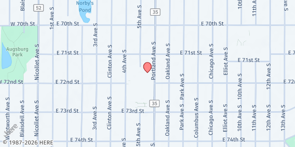 Map showing Loaves & Fishes at Hope Presbyterian Church at 7132 Portland Ave S, Richfield, MN