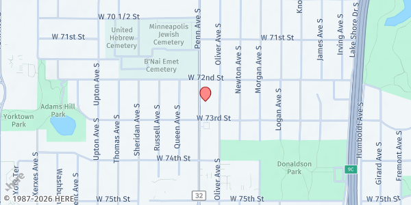 Map showing VEAP Mobile at St. Nicholas Episcopal Church at 7227 Penn Ave S, Richfield, MN