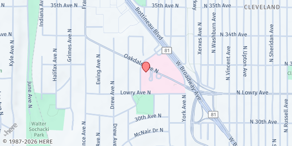 Map showing NW Suburban Dinner at your Door - Robbinsdale/Golden Valley at 3300 Oakdale Ave N, Robbinsdale, MN