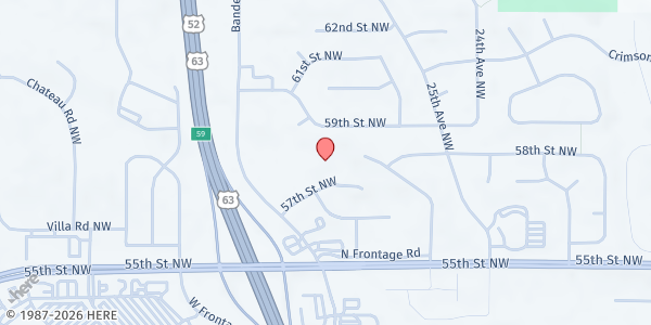 Map showing Hosanna's Pantry at 2815 57th Street NW, Rochester, MN