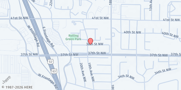 Map showing Oasis Church Food Shelf at 3819 38th Street NW, Rochester, MN