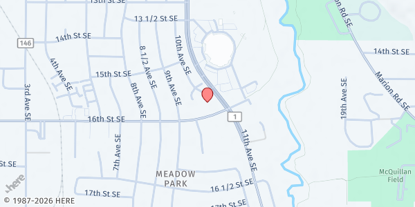 Map showing Rochester Community Church at 971 16th St SE, Rochester, MN