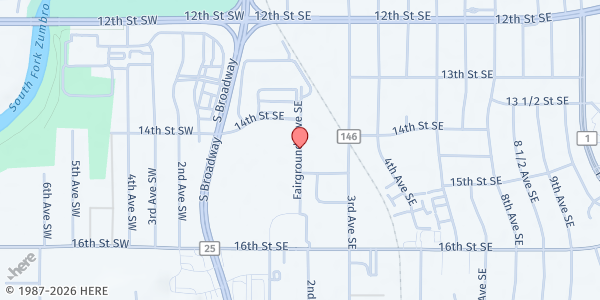 Map showing Rochester Farmers Markets at 35 Fairgrounds Avenue Southeast, Rochester, MN