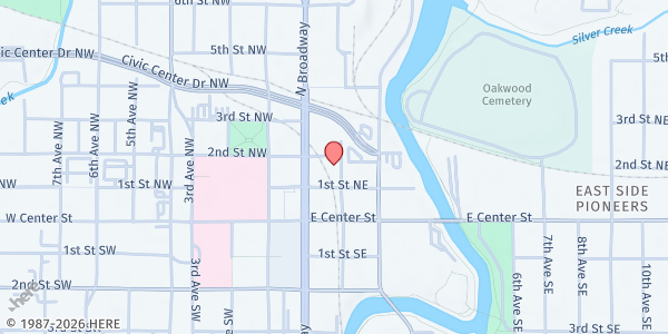 Map showing Salvation Army Rochester at 115 1st Avenue Northeast, Rochester, MN