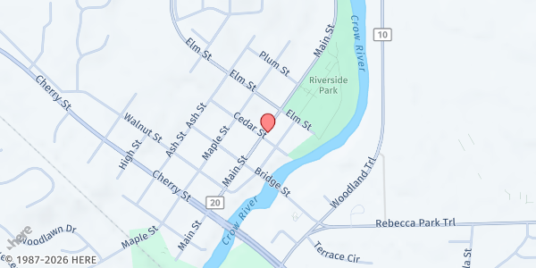 Map showing RiverWorks Food Shelf at 8230 Cedar Street, Rockford, MN