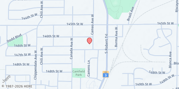 Map showing Rosemount Meals on Wheels at 3101 Lower 147th Street West, Rosemount, MN