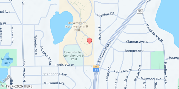 Map showing Food Shelf In-A-Box at UNW at 3003 Snelling Ave N room g222, Roseville, MN