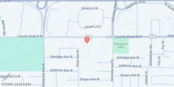 Map showing Roseville School District at 1910 County B Road W, Roseville, MN