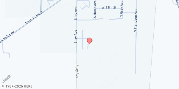 Map showing Rush City Food Shelf at 720 W 14th Street, Rush City, MN