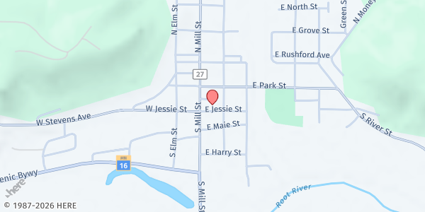 Map showing SEMCAC Rushford Food Shelf at 113 E Jessie St, Rushford, MN