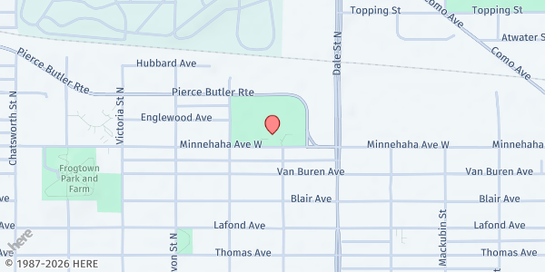 Map showing Feeding Frogtown – West Minnehaha Recreation Center at 685 West Minnehaha Avenue, Saint Paul, MN
