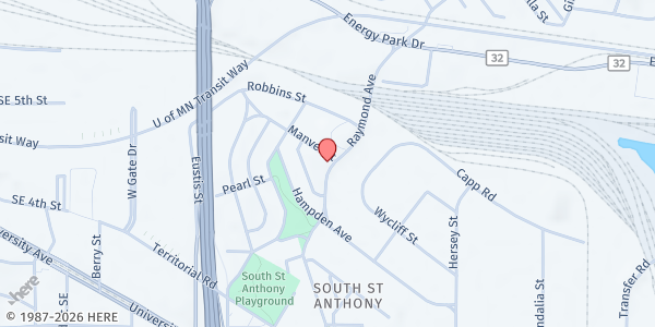 Map showing Food Shelf In-A-Box at Universal Christian Ministries at 997 Raymond Ave, Saint Paul, MN