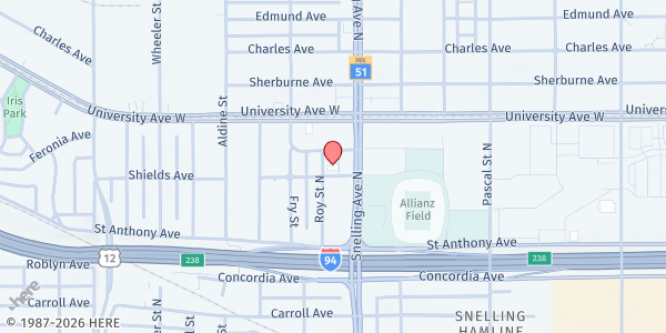 Map showing Open Hands Midway at 436 Roy Street North, Saint Paul, MN