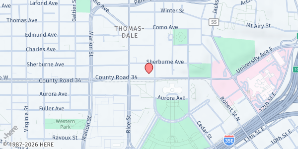 Map showing Shobis Table @ Capital at 105 University Avenue West, Saint Paul, MN