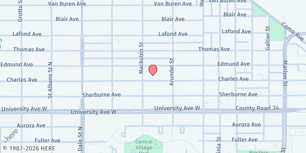 Map showing Shobis Table @ Frogtown – Faith Lutheran at 499 Charles Avenue, Saint Paul, MN