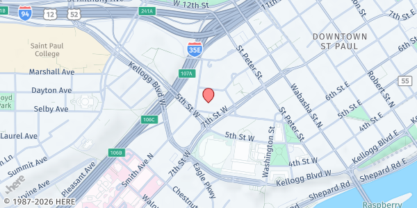 Map showing St Paul Opportunity Center at 422 Dorothy Day Place, Saint Paul, MN