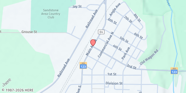 Map showing Catholic Charities – Meals on Wheels - Sandstone at Sandstone, Sandstone, MN
