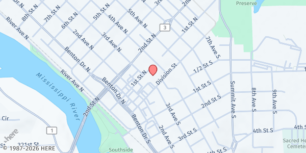 Map showing Catholic Charities Mobile Food Shelf – Russell Arms at 315 Division Street, Sauk Rapids, MN