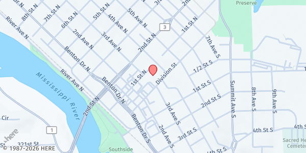 Map showing Russell Arms - Catholic Charities Mobile Food Shelf Stop at 315 Division Street, Sauk Rapids, MN
