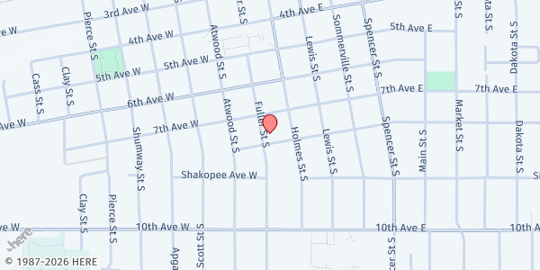Map showing Loaves & Fishes at St. John's Lutheran Church at 119 8th Ave W, Shakopee, MN