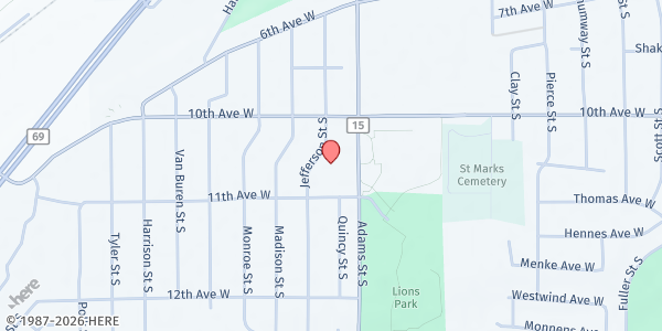 Map showing The Sanneh Foundation- Shakopee at 1053 Jefferson St S, Shakopee, MN