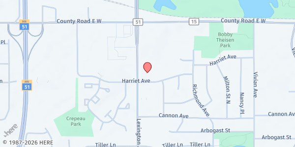 Map showing Moundsview School District – Shoreview at 3490 Lexington Ave N, Shoreview, MN