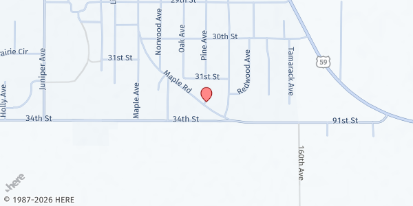 Map showing Murray County Food Shelf at 2989 Maple Rd, Slayton, MN