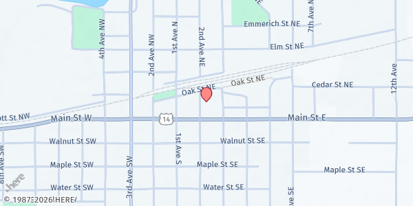 Map showing Sleepy Eye Area Food Shelf at 115 2nd Ave NE, Sleepy Eye, MN