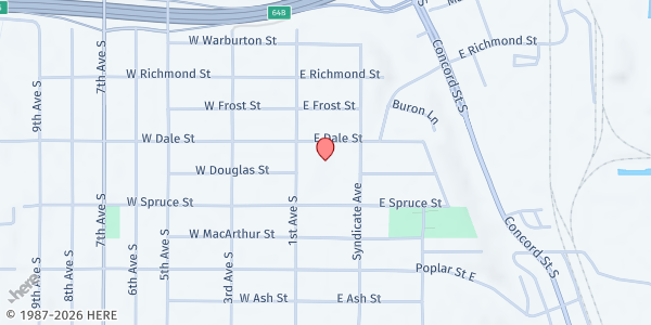 Map showing Kaposia Education Center at 1225 1st Ave S, South St Paul, MN