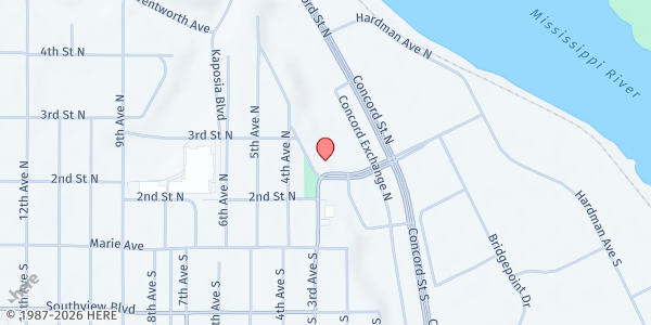 Map showing Neighbors, Inc. Food Shelf - Main Location at 222 Grand Ave W, South St Paul, MN