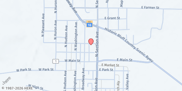 Map showing Spring Valley Area Food Shelf at 102 E Jefferson St, Spring Valley, MN