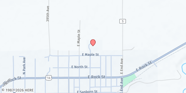 Map showing Springfield Area Food Shelf at 625 North Jackson Avenue, Suite F, Springfield, MN